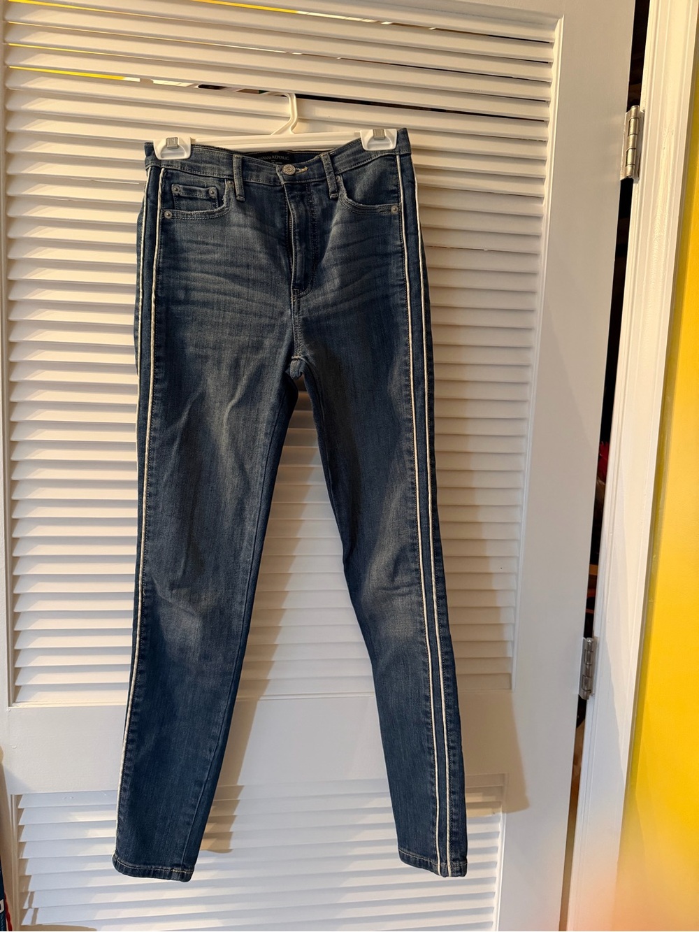 Banana Republic Dark Blue Skinny Jeans with White Side Stripes